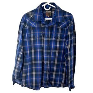 Roper Pearl Snap Button Western Button Down Long Sleeve Shirt Mens Size Large